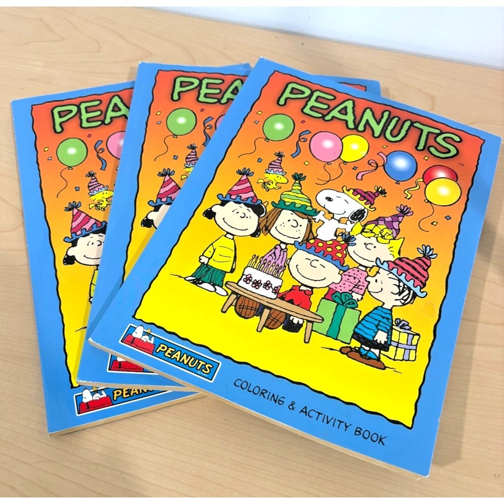 Vintage Peanuts Coloring Activity Book Lot Snoopy Charlie Brown Kids LOT OF 3